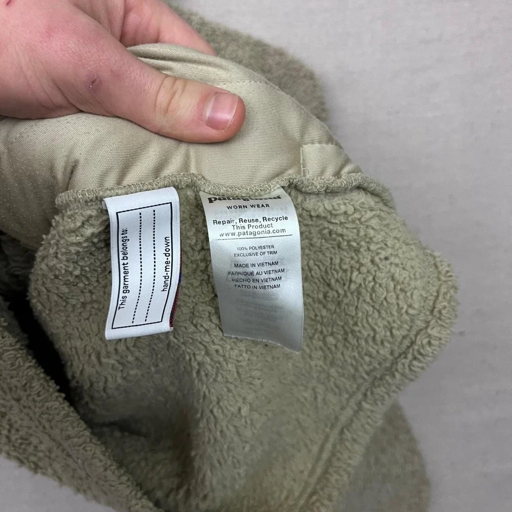 Patagonia‎ Kids Deep Pile Los Gatos Fleece Full Zip Hoodie Jacket Size XXL Tan